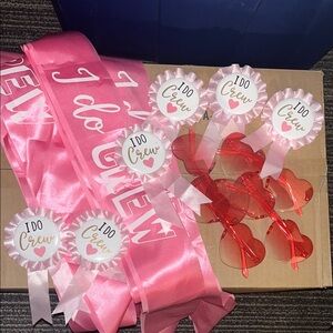 Pink 'I Do Crew' Bachelorette Sash & Rosette Set